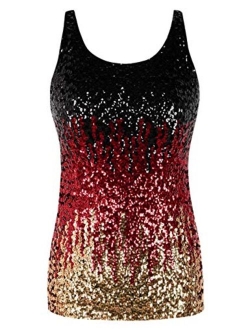 kayamiya Women's 1920S Style Glitter Sequined Vest Tank Tops