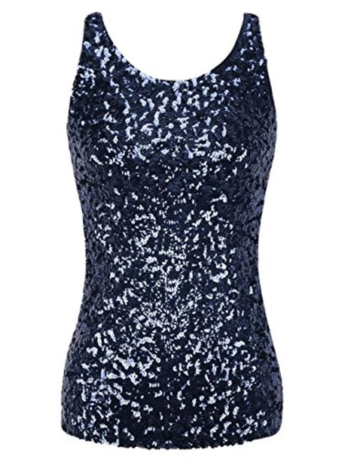 kayamiya Women's 1920S Style Glitter Sequined Vest Tank Tops