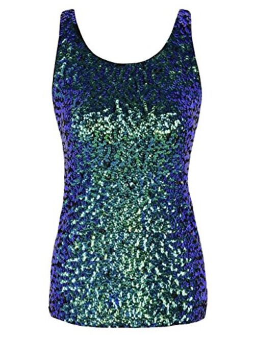 kayamiya Women's 1920S Style Glitter Sequined Vest Tank Tops