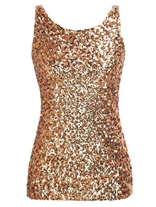 kayamiya Women's 1920S Style Glitter Sequined Vest Tank Tops