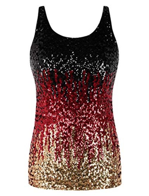 kayamiya Women's 1920S Style Glitter Sequined Vest Tank Tops