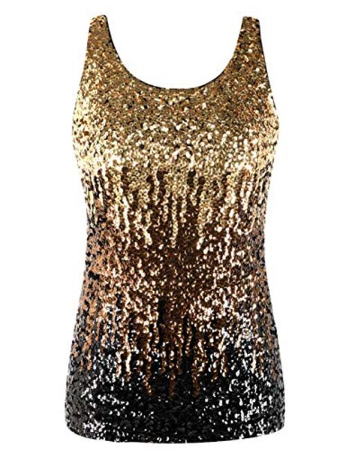 kayamiya Women's 1920S Style Glitter Sequined Vest Tank Tops