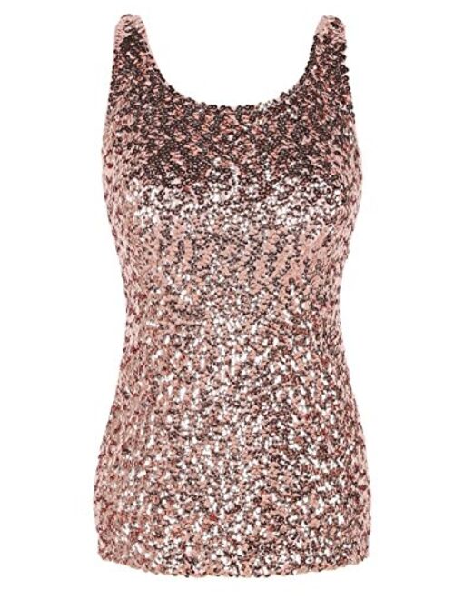 kayamiya Women's 1920S Style Glitter Sequined Vest Tank Tops