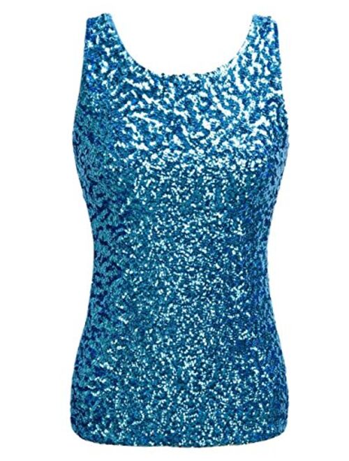 kayamiya Women's 1920S Style Glitter Sequined Vest Tank Tops