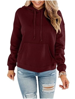 ORANDESIGNE Women's Casual Color Block/Solid Hoodies Long Sleeve Pullover Tops Loose Lightweight Sweatshirt with Pocket