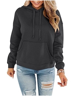 ORANDESIGNE Women's Casual Color Block/Solid Hoodies Long Sleeve Pullover Tops Loose Lightweight Sweatshirt with Pocket