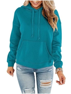 ORANDESIGNE Women's Casual Color Block/Solid Hoodies Long Sleeve Pullover Tops Loose Lightweight Sweatshirt with Pocket