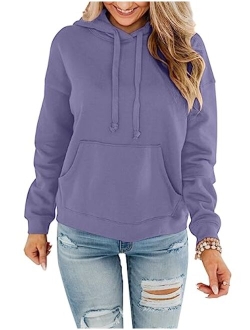 ORANDESIGNE Women's Casual Color Block/Solid Hoodies Long Sleeve Pullover Tops Loose Lightweight Sweatshirt with Pocket