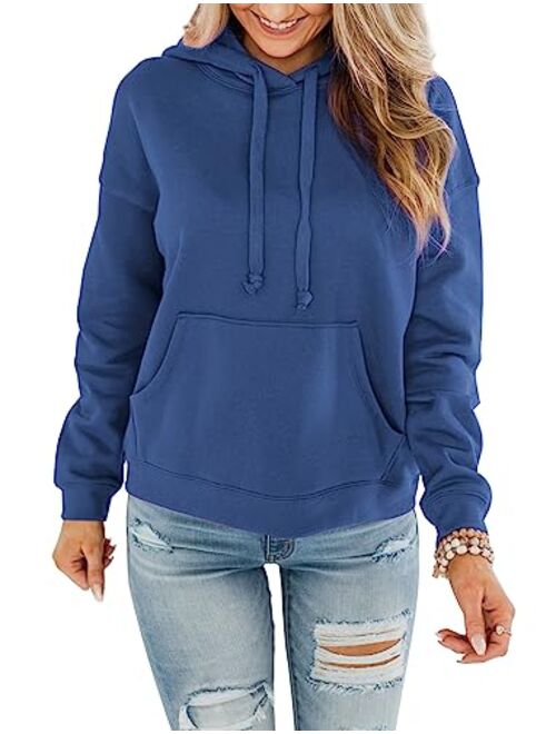 ORANDESIGNE Women's Casual Color Block/Solid Hoodies Long Sleeve Pullover Tops Loose Lightweight Sweatshirt with Pocket