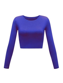 Women's Basic Round Neck Long Sleeve Crop Top