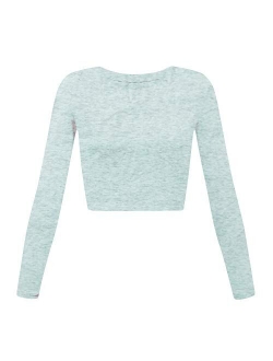 Women's Basic Round Neck Long Sleeve Crop Top