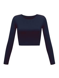 Women's Basic Round Neck Long Sleeve Crop Top