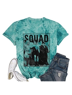 Womens Halloween Squad T-Shirt Funny Sanderson Sisters Graphic Tee Top Shirts