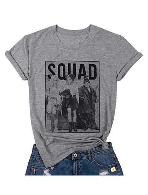 Womens Halloween Squad T-Shirt Funny Sanderson Sisters Graphic Tee Top Shirts