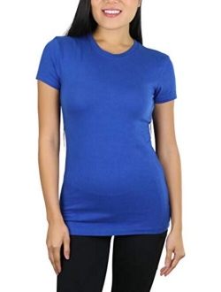 ToBeInStyle Women's Slim Fit Crew Neck Short Sleeve Longline Tee