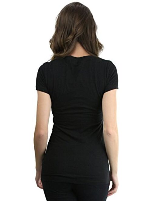 ToBeInStyle Women's Slim Fit Crew Neck Short Sleeve Longline Tee