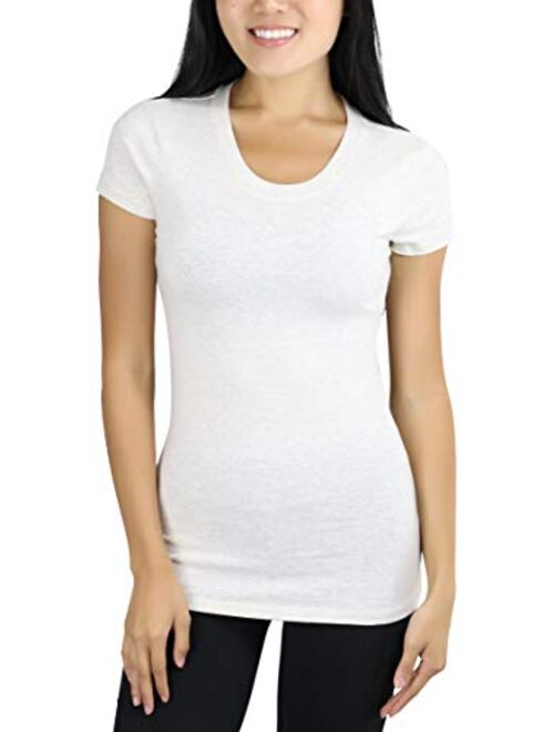 ToBeInStyle Women's Slim Fit Crew Neck Short Sleeve Longline Tee