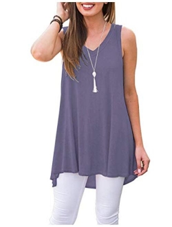 MISFAY Women's Casual Sleeveless T Shirt Blouse V Neck Summer Loose Tunic Tank Tops Shirts