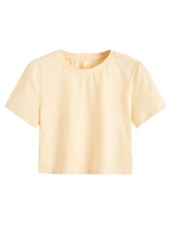 Women's Casual Short Sleeve Crew Neck Basic Crop Top T Shirts