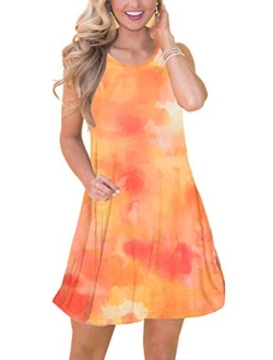 Spadehill Womens Summer Beach Floral Printed Sundress with Side Pockets