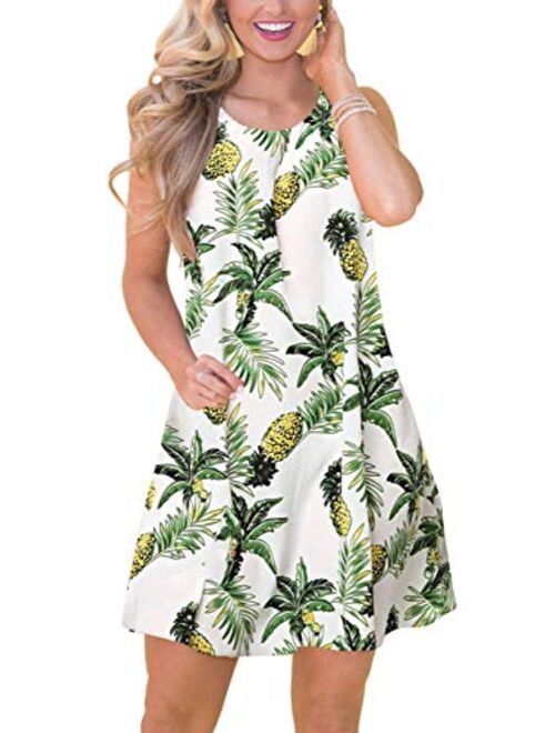 Spadehill Womens Summer Beach Floral Printed Sundress with Side Pockets