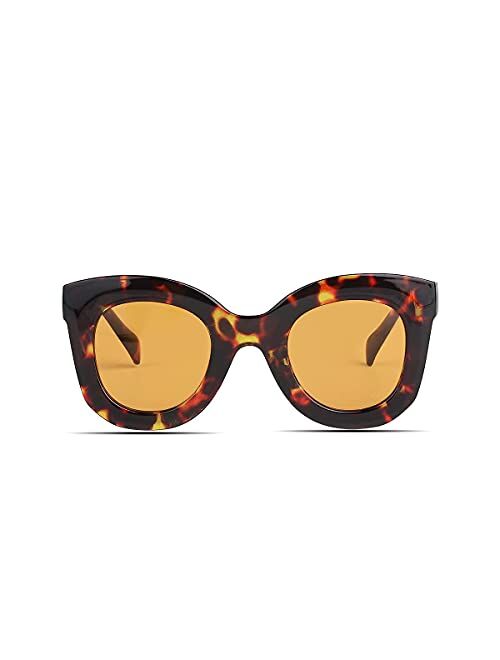 Freckles Mark Butterfly Sunglasses Semi Cat Eye Glasses Plastic Frame Clear Gradient Lenses