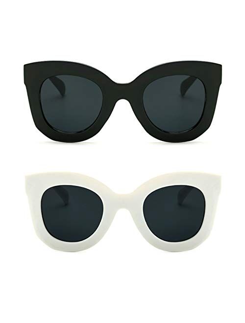 Freckles Mark Butterfly Sunglasses Semi Cat Eye Glasses Plastic Frame Clear Gradient Lenses