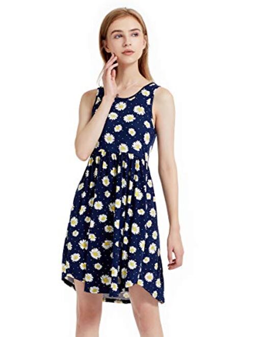 VEPKUL Womens Dresses Soft Loose Casual Sleep Short Dresses Home Night Shirt Dresses with Pockets