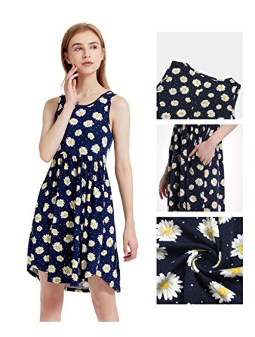 VEPKUL Womens Dresses Soft Loose Casual Sleep Short Dresses Home Night Shirt Dresses with Pockets