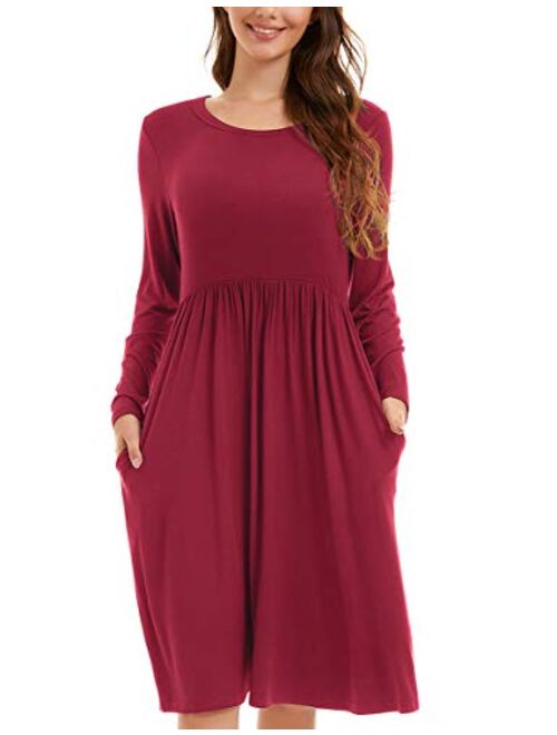 VEPKUL Womens Dresses Soft Loose Casual Sleep Short Dresses Home Night Shirt Dresses with Pockets