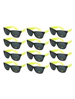 Edge I-Wear 12 Bulk 80s Neon Party Sunglasses for Adult Party Favors with CPSIA certified-Lead(Pb) Content Free