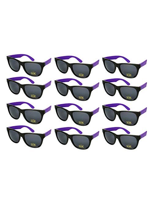 Edge I-Wear 12 Bulk 80s Neon Party Sunglasses for Adult Party Favors with CPSIA certified-Lead(Pb) Content Free