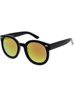 zeroUV - Round Retro Oversized Sunglasses for Women with Colored Mirror and Neutral Lens 53mm