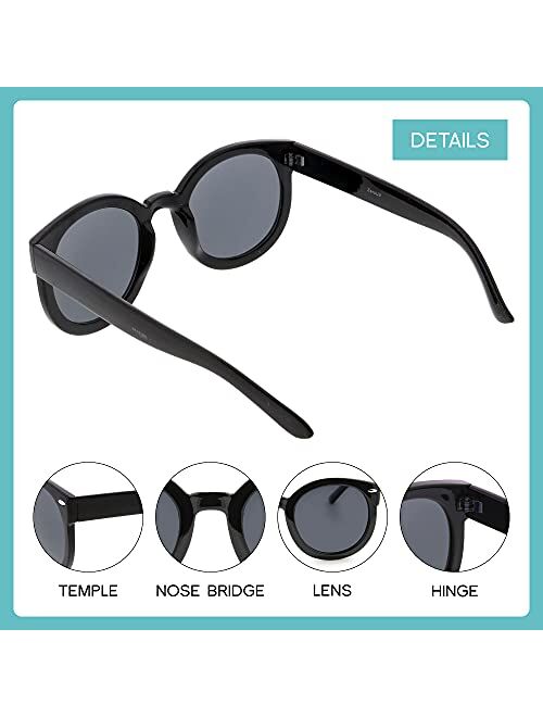 zeroUV - Round Retro Oversized Sunglasses for Women with Colored Mirror and Neutral Lens 53mm