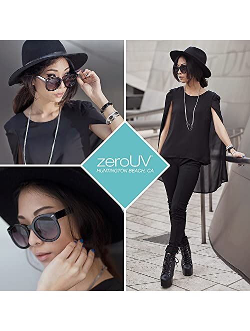 zeroUV - Round Retro Oversized Sunglasses for Women with Colored Mirror and Neutral Lens 53mm