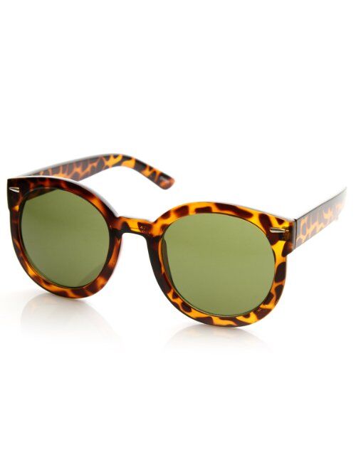 zeroUV - Round Retro Oversized Sunglasses for Women with Colored Mirror and Neutral Lens 53mm