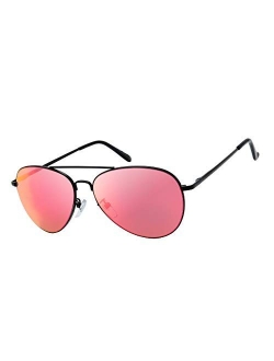 The Fresh Classic Metal Frame Mirror Lens Aviator Sunglasses with Gift Box