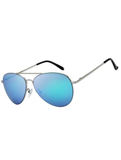 The Fresh Classic Metal Frame Mirror Lens Aviator Sunglasses with Gift Box