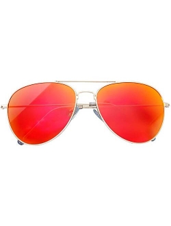 The Fresh Classic Metal Frame Mirror Lens Aviator Sunglasses with Gift Box