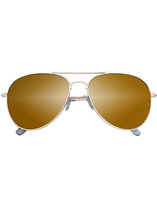 The Fresh Classic Metal Frame Mirror Lens Aviator Sunglasses with Gift Box