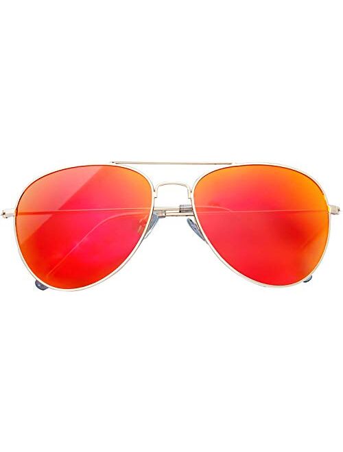 The Fresh Classic Metal Frame Mirror Lens Aviator Sunglasses with Gift Box