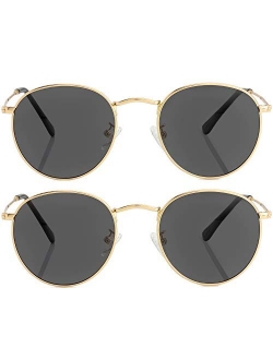 Small Round Polarized Sunglasses for Men Women Mirrored Lens Classic Circle Sun Glasses