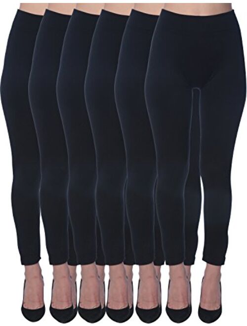 Active Club 6 Pack Women's Fleece Lined Soft,High Waist,Slimming,Winter Warm Leggings-Plus Size Leggings