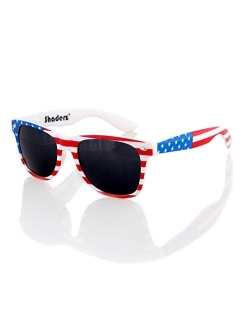 Shaderz Classic Eyewear Retro 80's American USA Flag 4th of July Frame Sunglasses