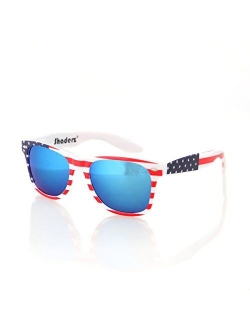 Shaderz Classic Eyewear Retro 80's American USA Flag 4th of July Frame Sunglasses