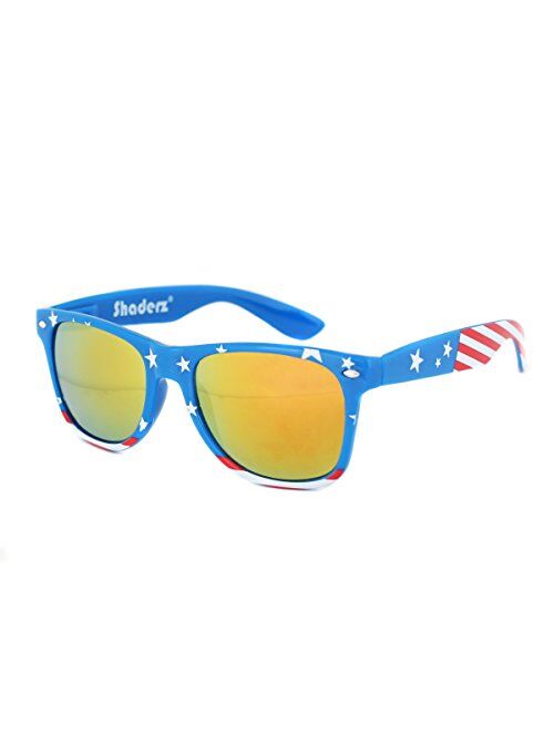 Shaderz Classic Eyewear Retro 80's American USA Flag 4th of July Frame Sunglasses