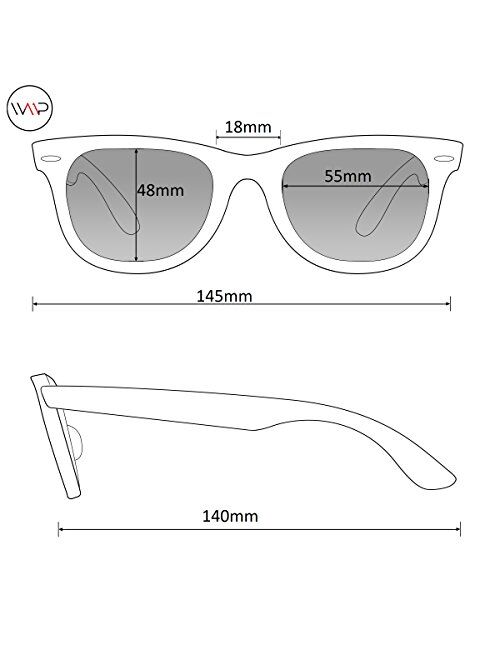 WearMe Pro - Premium Black Classic Horn Rimmed Square 80's Retro Sunglasses For Men Women