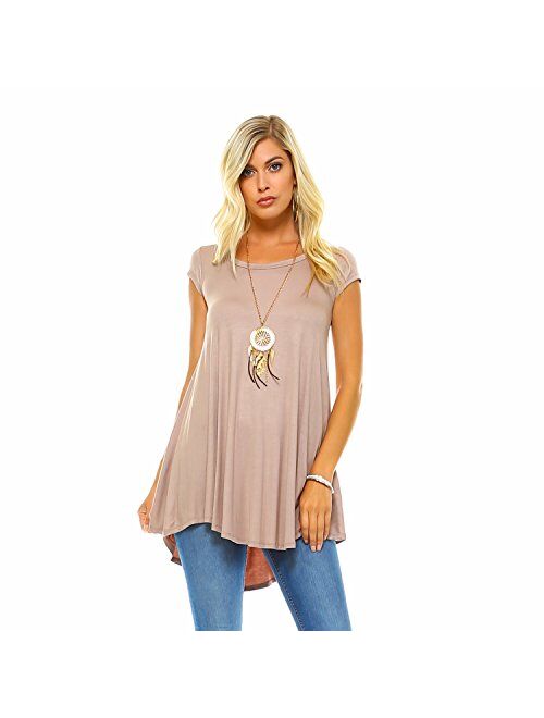 Isaac Liev Women's Tunic Top 3 Pack Casual Short Sleeve Scoop Neck Soft Flowy Swing Summer Blouse T Shirts Made in USA