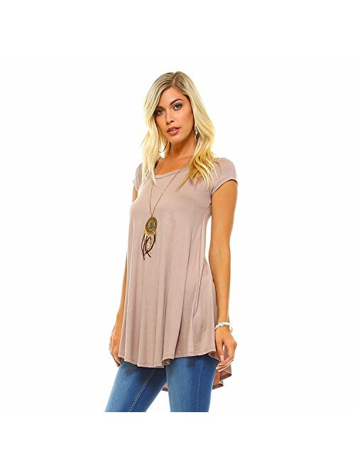 Isaac Liev Women's Tunic Top 3 Pack Casual Short Sleeve Scoop Neck Soft Flowy Swing Summer Blouse T Shirts Made in USA