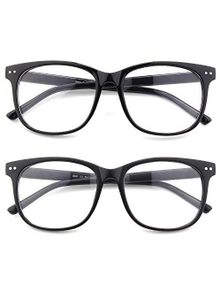 Happy Store CN81 Large Oversized Bold Frame UV 400 Clear Lens Horn Rimmed Glasses